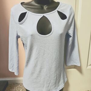 Stylish Light Blue Cutout Top By VENUS